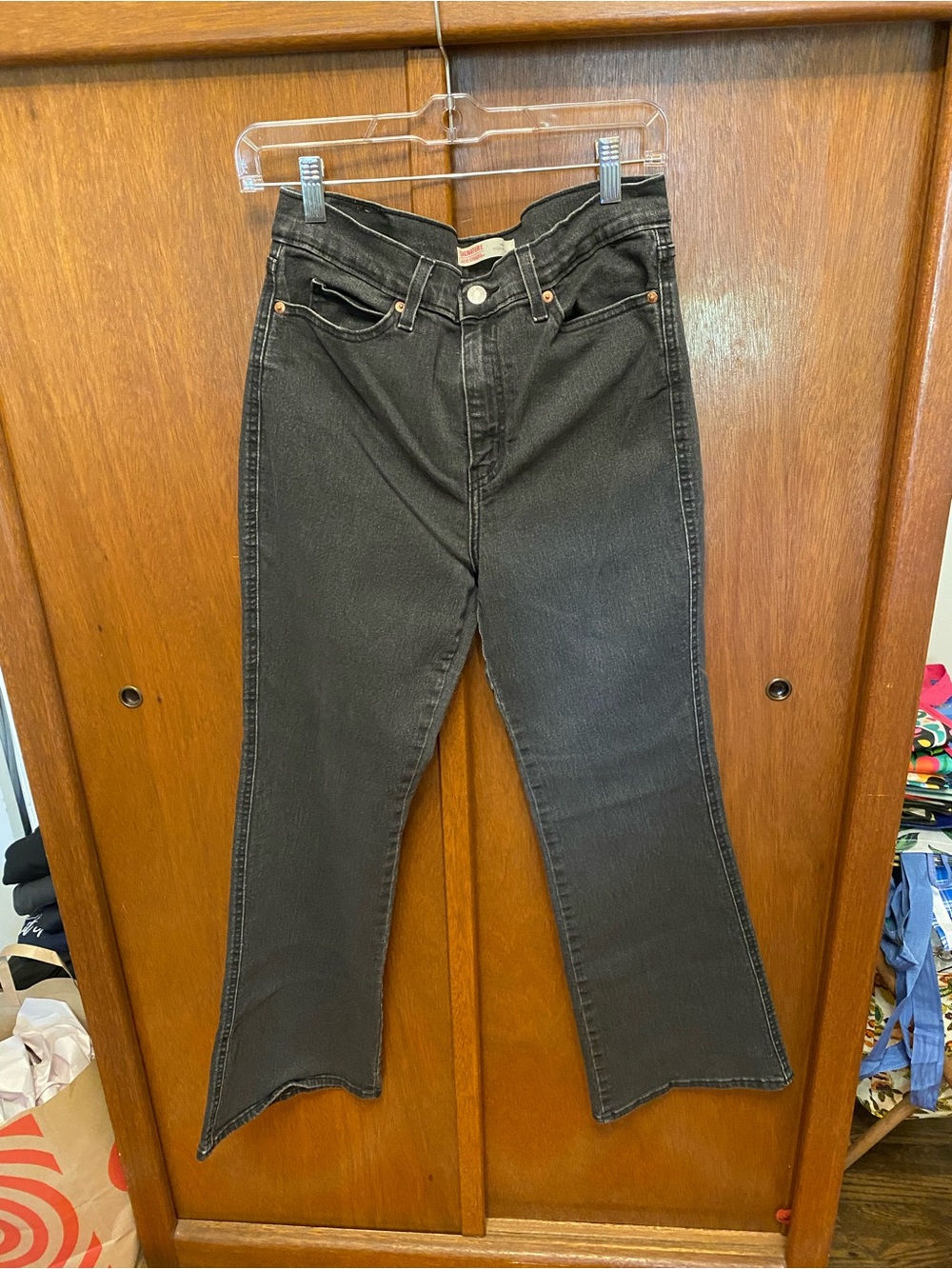 Levi’s signature black flare denim